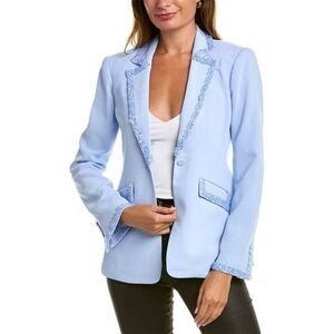 Cinq A Sept Kayden Embellished Beaded Blazer Icicle Blue Size 10, NEW MSRP $695